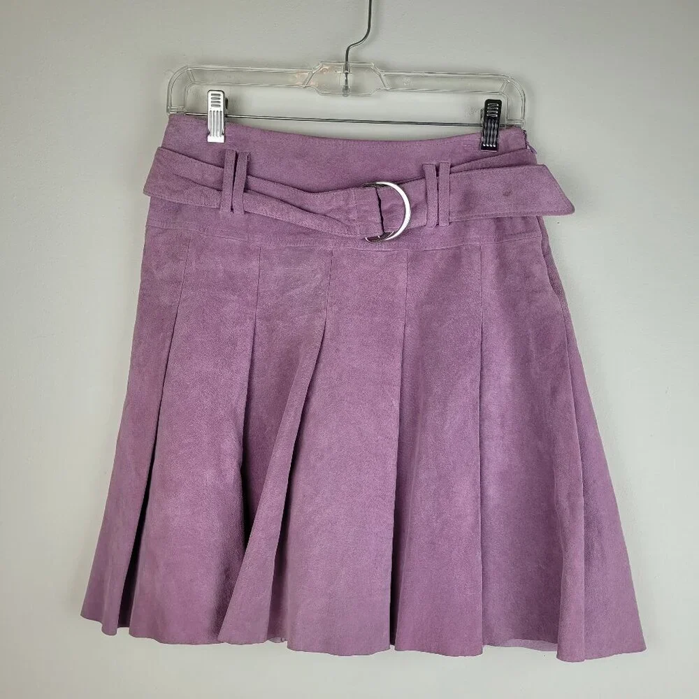 International Concepts mauve pink suede drop waist pleated skirt Y2k Preppy Sz 2